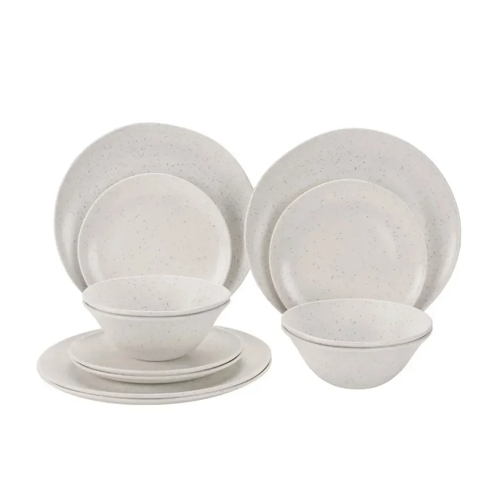 12-Piece Tan Eco-Friendly Dinnerware Set